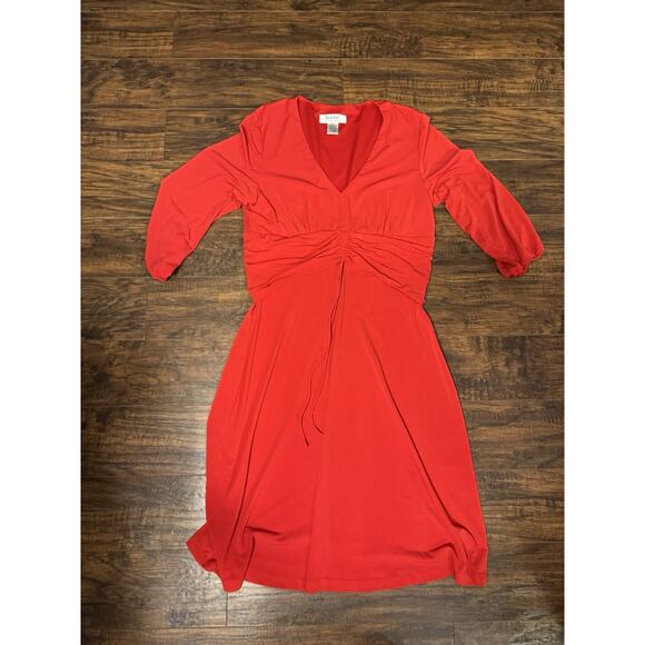 Scene by Donna Ricco Size M Dress Red gathered banded waist Layered - Picture 1 of 5